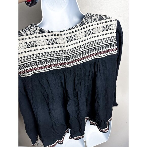 H&M Tie Front Aztec Print Embroidered Cardigan Womens 10 Black - Picture 4 of 6